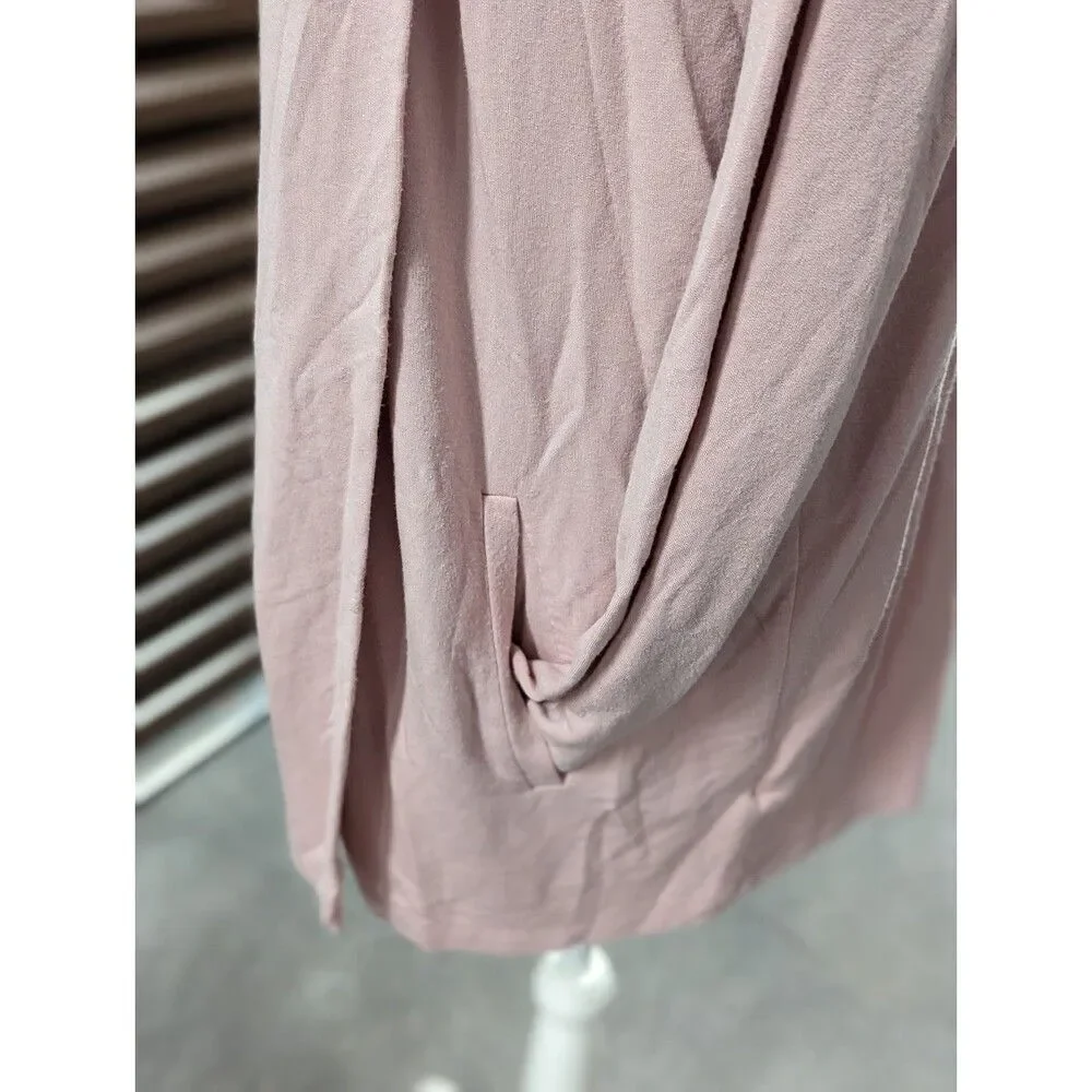 Minimalist Soft Girl Slub Pink Open Front Cardigan with Pockets A New Day XL